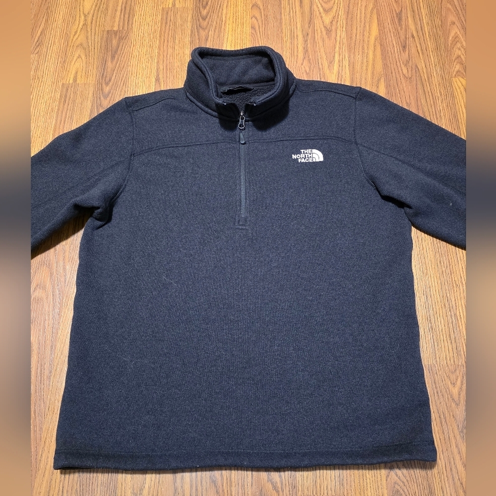 The North Face Mens Large 1/4 Zip Fleece Pullover Black Y2K Gorpcore E35 - Picture 2 of 6